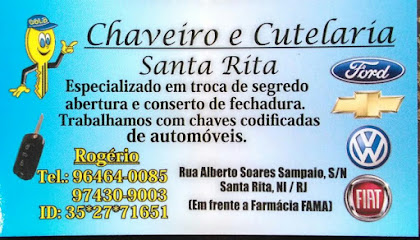 Chaveiro e cutelaria Santa Rita trabalhamos com chaves codificadas em Nova Iguaçu - RJ