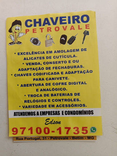 Chaveiro Petrovale | chave | fechadura | alicate em Betim - MG