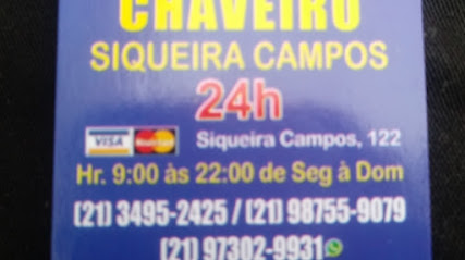 Chaveiro Siqueira campos plantões 24H em Rio de Janeiro - RJ