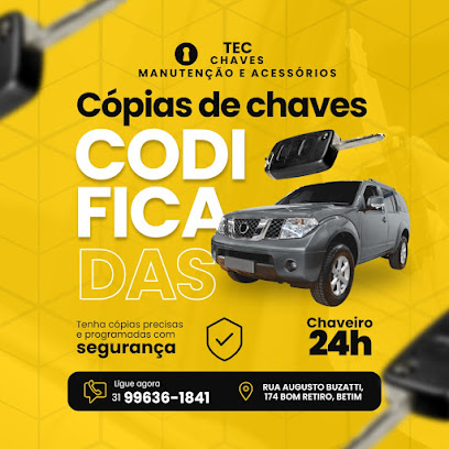 CHAVEIRO TEC CHAVES MANUTENÇÃO RESIDENCIAL / AUTOMOTIVO / ABERTURAS / FECHADURAS EM GERAL / ASSISTÊNCIA EM PORTAS DE VIDRO. em Betim - MG